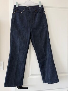 Michael Kors Dark Indigo Straight-Leg Jeans with Gold Rivets